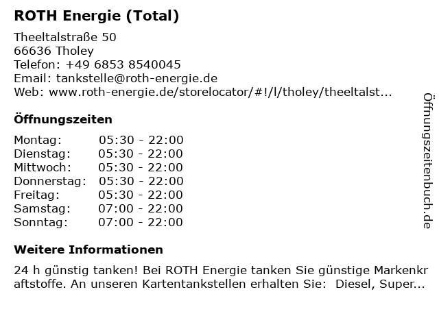 ROTH Energie (Total) in Tholey: Adresse und Öffnungszeiten