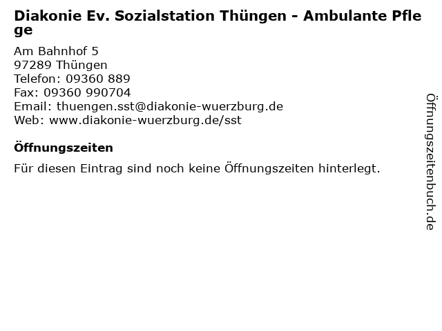 Diakonie Ev. Sozialstation Thüngen - Ambulante Pflege in Thüngen: Adresse und Öffnungszeiten