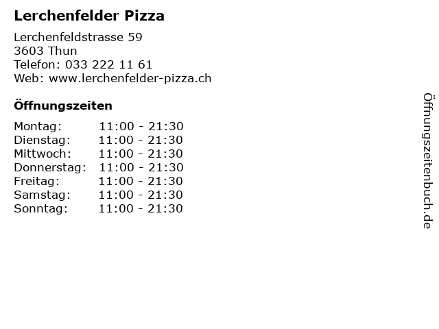 Lerchenfelder Pizza in Thun: Adresse und Öffnungszeiten