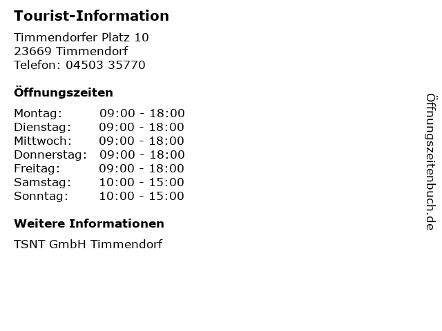 Tourist-Information in Timmendorf: Adresse und Öffnungszeiten
