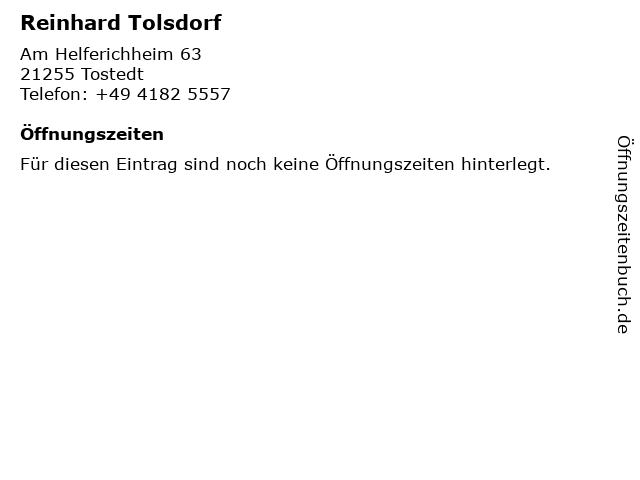 Reinhard Tolsdorf in Tostedt: Adresse und Öffnungszeiten