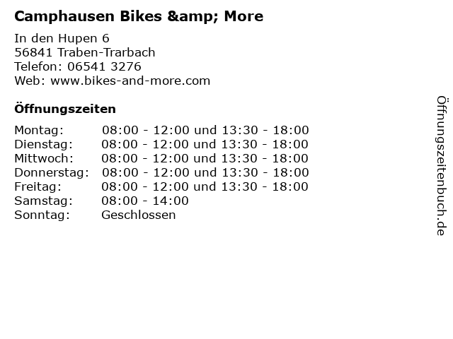 Camphausen Bikes & More in Traben-Trarbach: Adresse und Öffnungszeiten