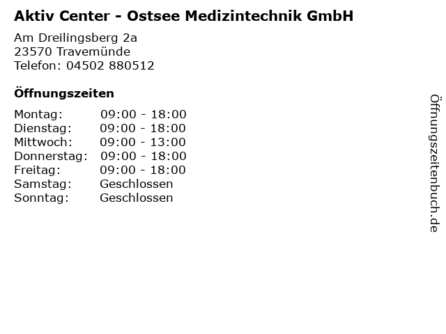Aktiv Center - Ostsee Medizintechnik GmbH in Travemünde: Adresse und Öffnungszeiten