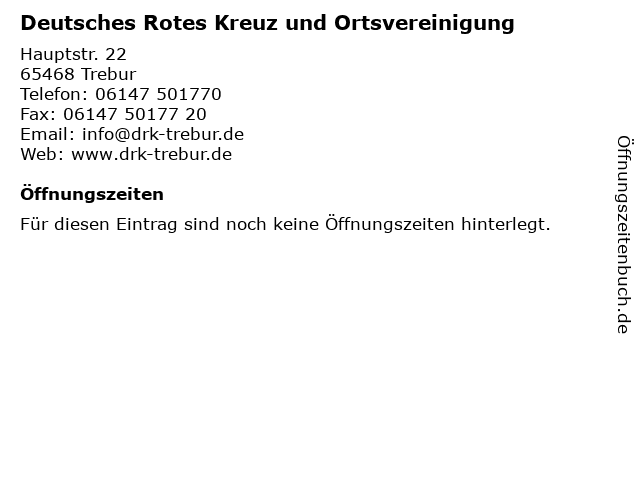 Deutsches Rotes Kreuz und Ortsvereinigung in Trebur: Adresse und Öffnungszeiten
