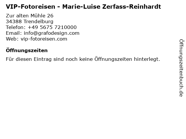 VIP-Fotoreisen - Marie-Luise Zerfass-Reinhardt in Trendelburg: Adresse und Öffnungszeiten