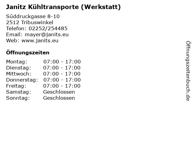 Janitz Kühltransporte (Werkstatt) in Tribuswinkel: Adresse und Öffnungszeiten