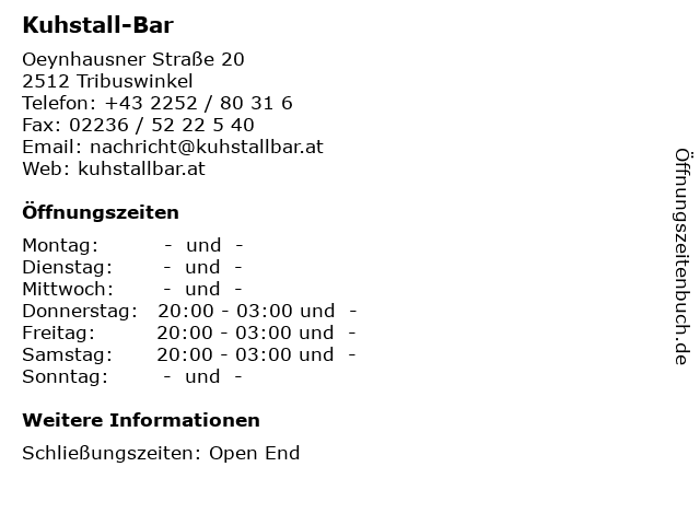 Kuhstall-Bar in Tribuswinkel: Adresse und Öffnungszeiten