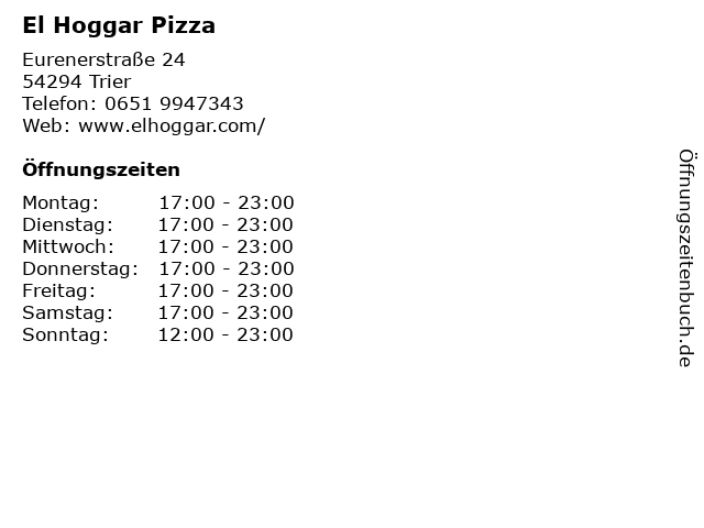 El Hoggar Pizza in Trier: Adresse und Öffnungszeiten