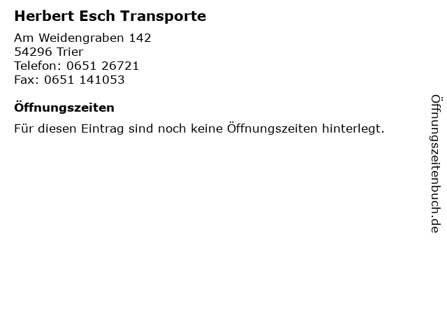 Herbert Esch Transporte in Trier: Adresse und Öffnungszeiten