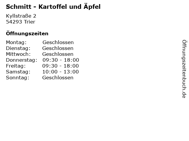 Schmitt - Kartoffel und Äpfel in Trier: Adresse und Öffnungszeiten