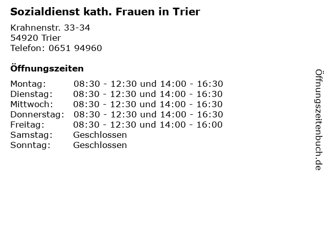 Sozialdienst kath. Frauen in Trier in Trier: Adresse und Öffnungszeiten