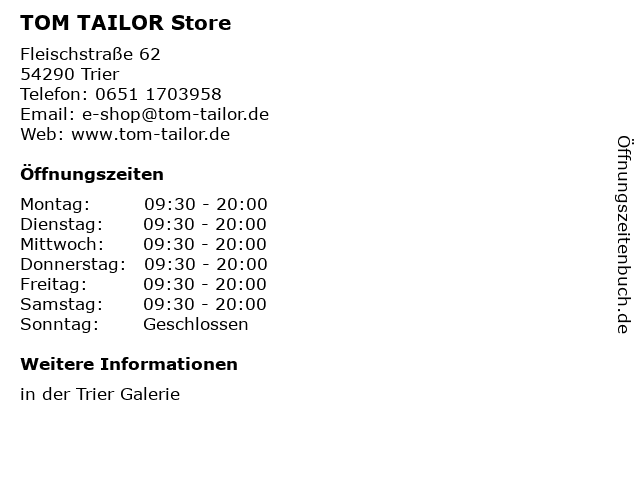 TOM TAILOR Store in Trier: Adresse und Öffnungszeiten