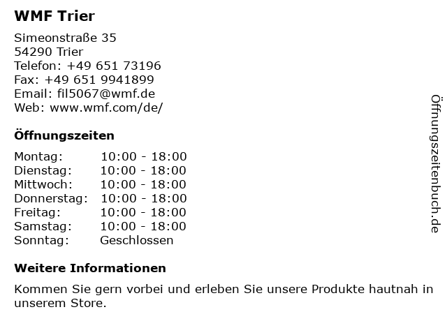 WMF Trier in Trier: Adresse und Öffnungszeiten