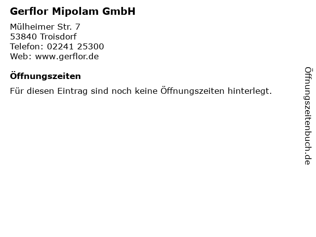 Gerflor Mipolam GmbH in Troisdorf: Adresse und Öffnungszeiten