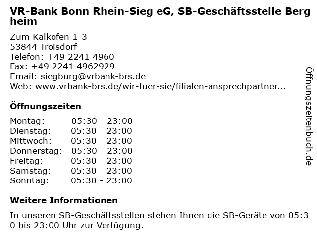 ᐅ Offnungszeiten Vr Bank Rhein Sieg Eg Geschaftsstelle Bergheim