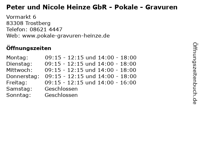 Peter und Nicole Heinze GbR - Pokale - Gravuren in Trostberg: Adresse und Öffnungszeiten
