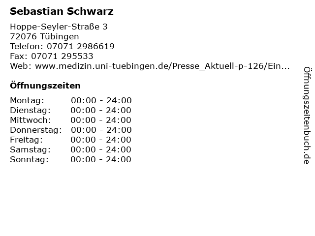 Sebastian Schwarz in Tübingen: Adresse und Öffnungszeiten
