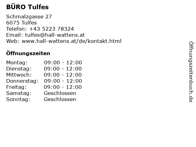 BÜRO Tulfes in Tulfes: Adresse und Öffnungszeiten