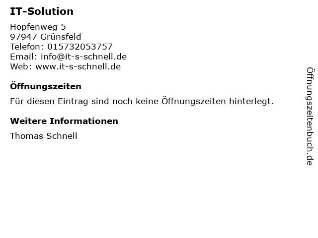 IT-Solution SCHNELL in Ubstadt-Weiher: Adresse und Öffnungszeiten