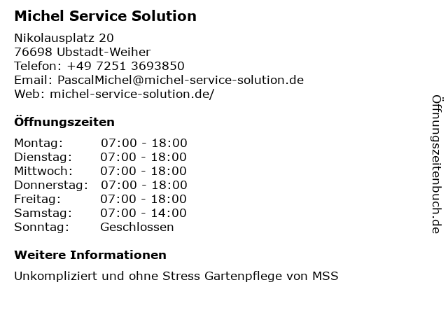 Michel Service Solution in Ubstadt-Weiher: Adresse und Öffnungszeiten