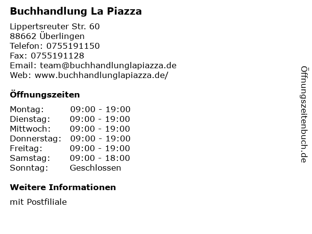 Buchhandlung La Piazza in Überlingen: Adresse und Öffnungszeiten