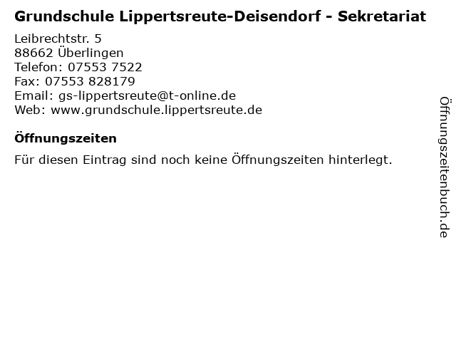 Grundschule Lippertsreute-Deisendorf - Sekretariat in Überlingen: Adresse und Öffnungszeiten