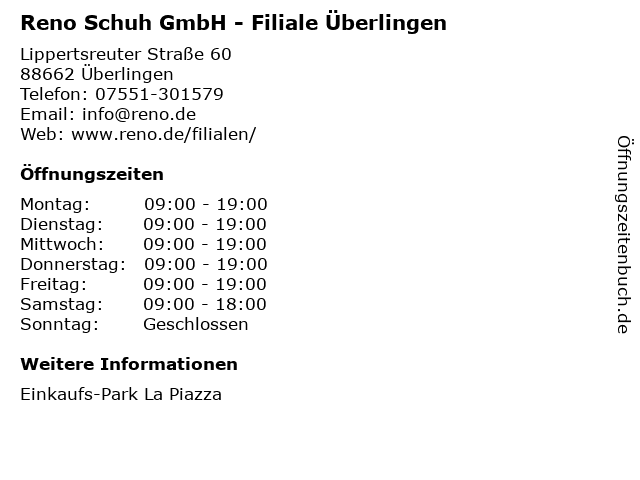 Reno Schuh GmbH - Filiale Überlingen in Überlingen: Adresse und Öffnungszeiten