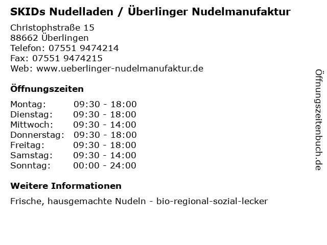 SKIDs Nudelladen / Überlinger Nudelmanufaktur in Überlingen: Adresse und Öffnungszeiten