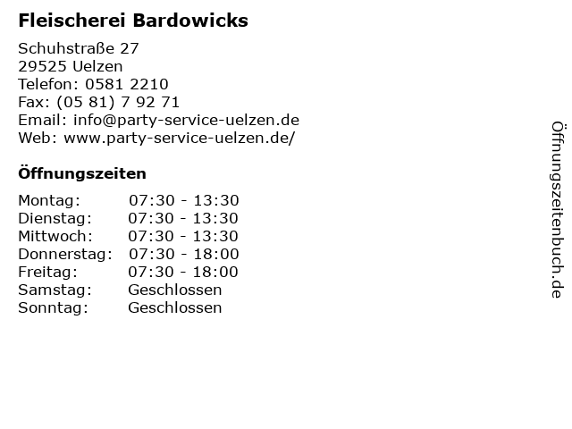 Fleischere Bardowicks in Uelzen: Adresse und Öffnungszeiten
