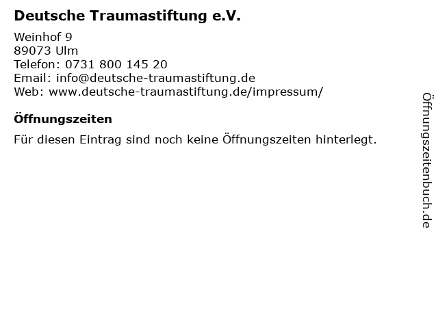 Deutsche Traumastiftung e.V. in Ulm: Adresse und Öffnungszeiten