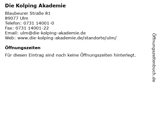 Die Kolping Akademie in Ulm: Adresse und Öffnungszeiten