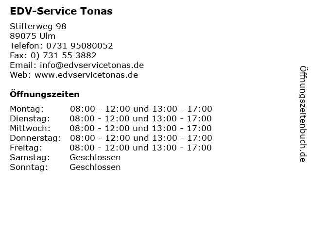 EDV-Service Tonas in Ulm: Adresse und Öffnungszeiten