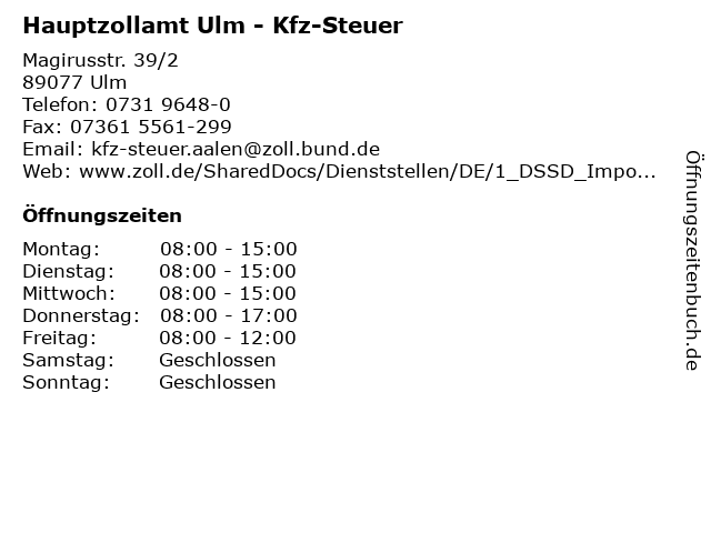 Hauptzollamt ulm kfz steuer