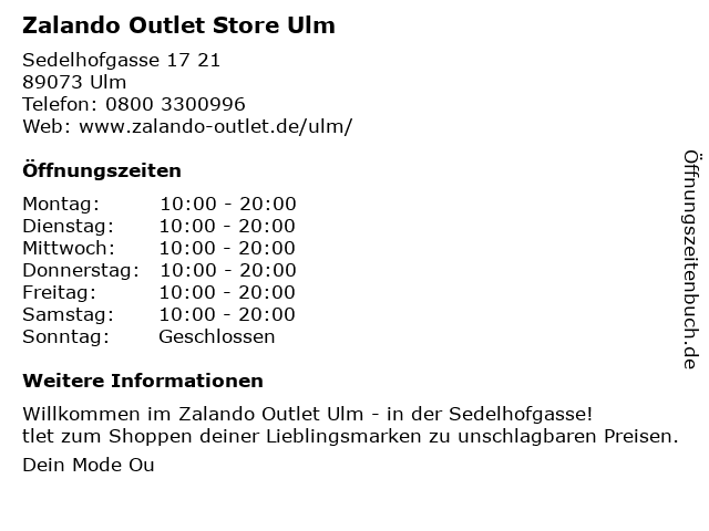Zalando Outlet in Ulm: Adresse und Öffnungszeiten