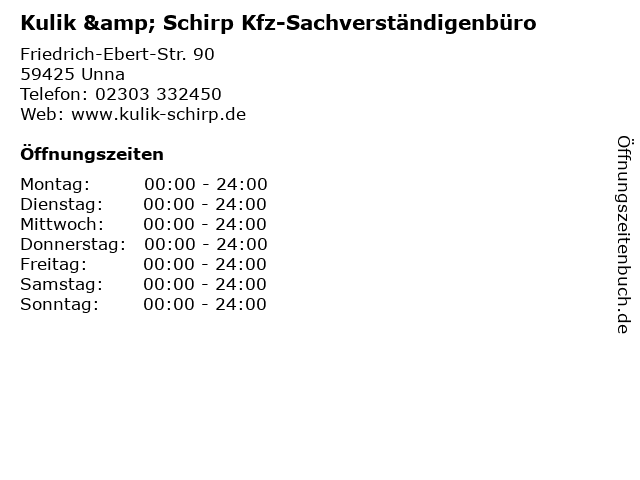 Kulik & Schirp Kfz-Sachverständigenbüro in Unna: Adresse und Öffnungszeiten