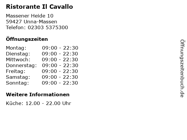 Ristorante Il Cavallo in Unna-Massen: Adresse und Öffnungszeiten