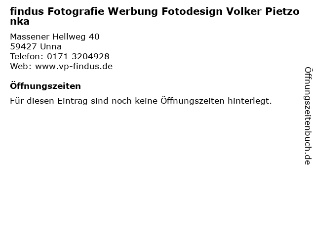 findus Fotografie Werbung Fotodesign Volker Pietzonka in Unna: Adresse und Öffnungszeiten