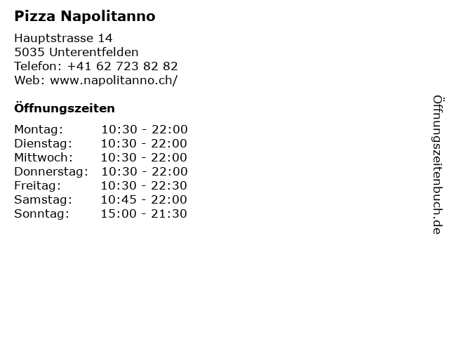 Pizza Napolitanno in Unterentfelden: Adresse und Öffnungszeiten