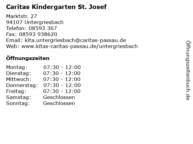 Caritas Kindergarten St. Josef in Untergriesbach: Adresse und Öffnungszeiten