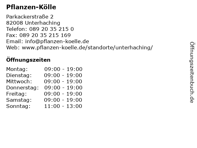 ᐅ Öffnungszeiten „PflanzenKölle“ Parkackerstraße 2 in Unterhaching
