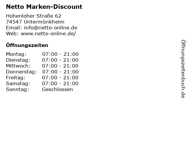 Netto Marken-Discount in Untermünkheim: Adresse und Öffnungszeiten
