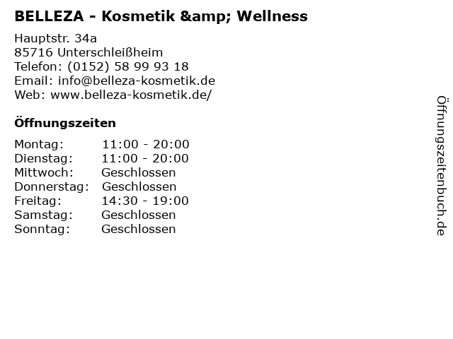 BELLEZA - Kosmetik & Wellness in Unterschleißheim: Adresse und Öffnungszeiten