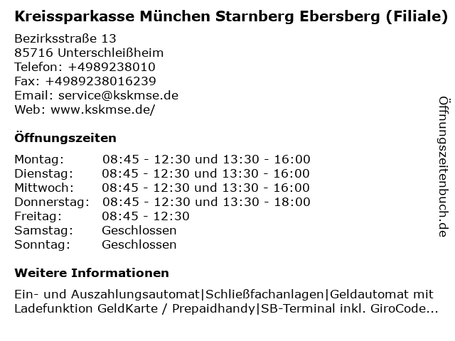 ᐅ Offnungszeiten Kreissparkasse Munchen Starnberg Ebersberg