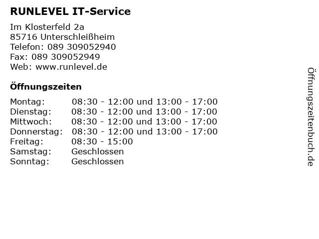 RUNLEVEL IT-Service in Unterschleißheim: Adresse und Öffnungszeiten