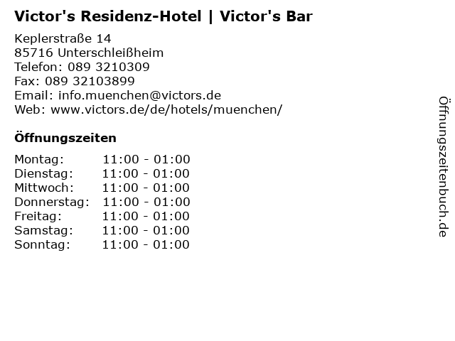 Victor's Residenz-Hotel | Victor's Bar in Unterschleißheim: Adresse und Öffnungszeiten