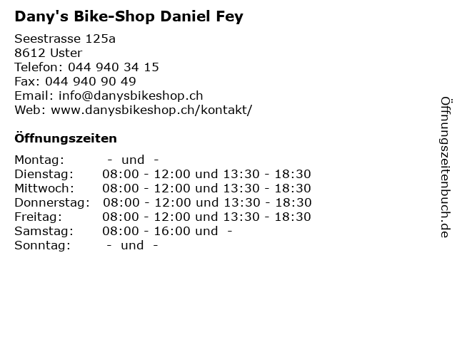Dany's Bike-Shop Daniel Fey in Uster: Adresse und Öffnungszeiten