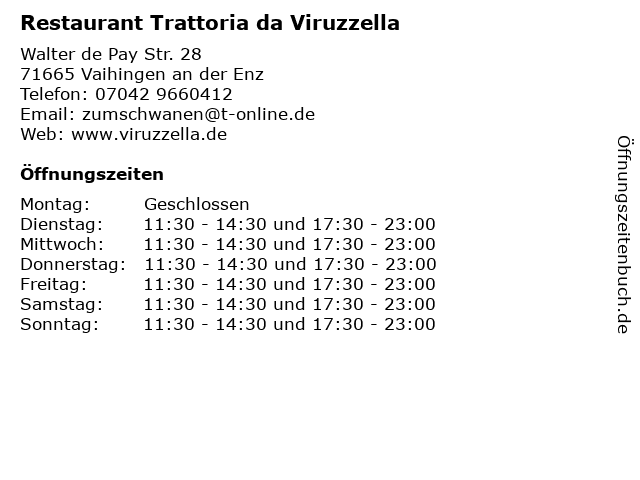 Restaurant Trattoria da Viruzzella in Vaihingen an der Enz: Adresse und Öffnungszeiten