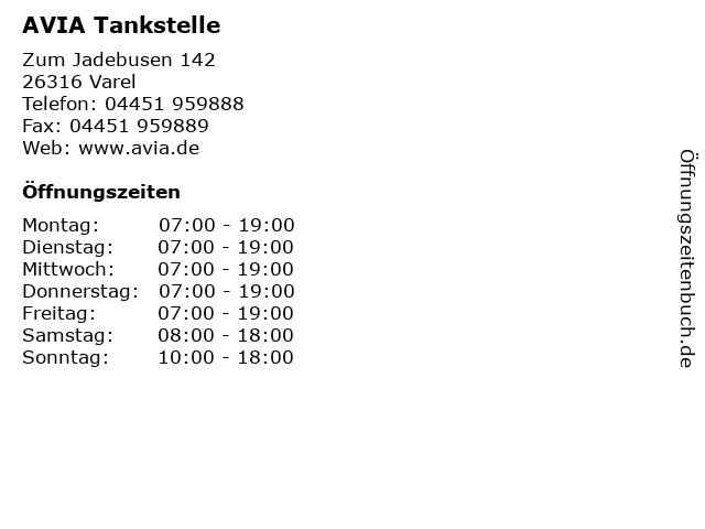 AVIA Tankstelle in Varel: Adresse und Öffnungszeiten