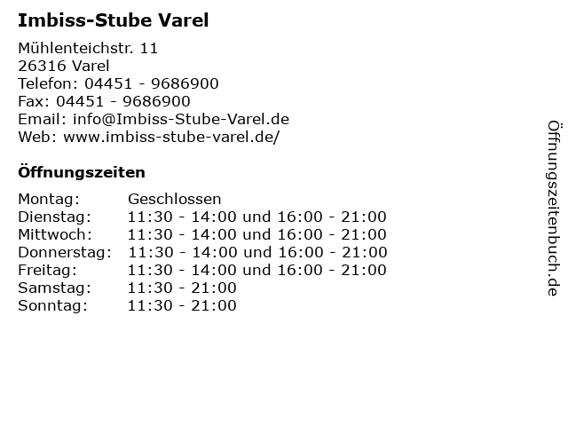 Imbiss-Stube Varel in Varel: Adresse und Öffnungszeiten