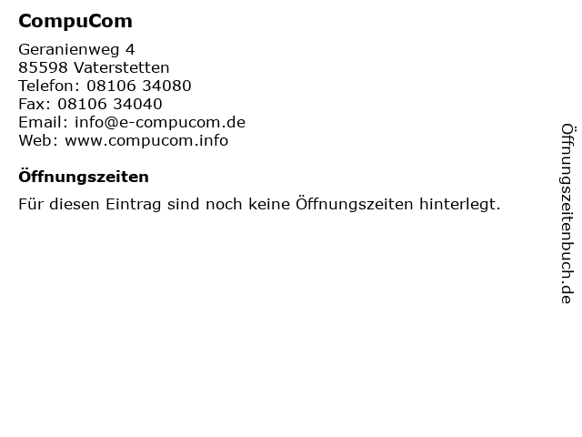 ᐅ Offnungszeiten Compucom Geranienweg 4 In Vaterstetten